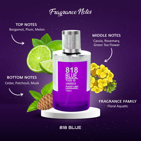 818 Blue Luxury Perfume for Men and Women 100ml - Image 4