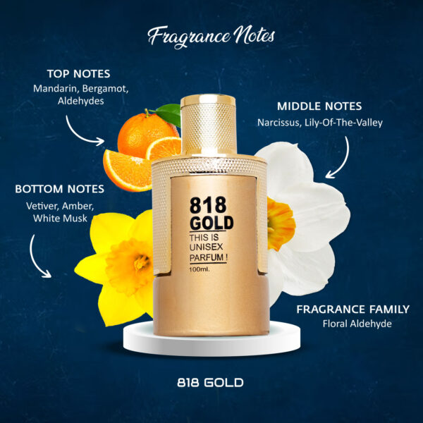 818 Gold Luxury Perfume for Men 100ml - Image 4