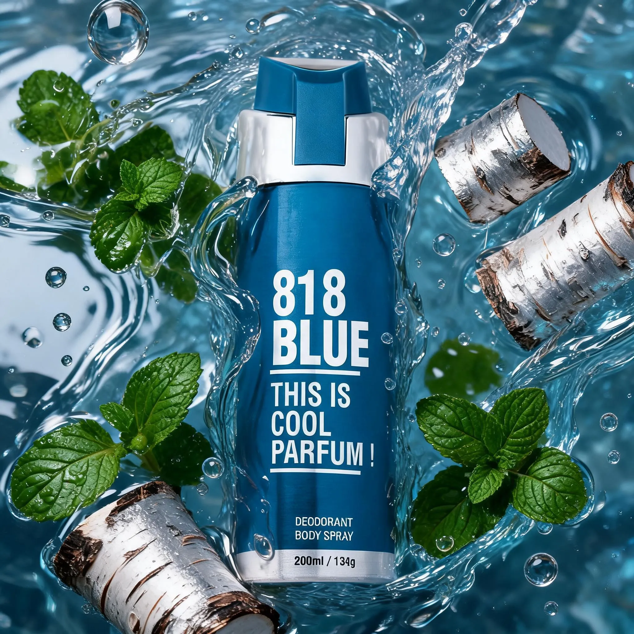 818 Cool Blue Deodorant Body spray for Men and Women 200ml - Image 4