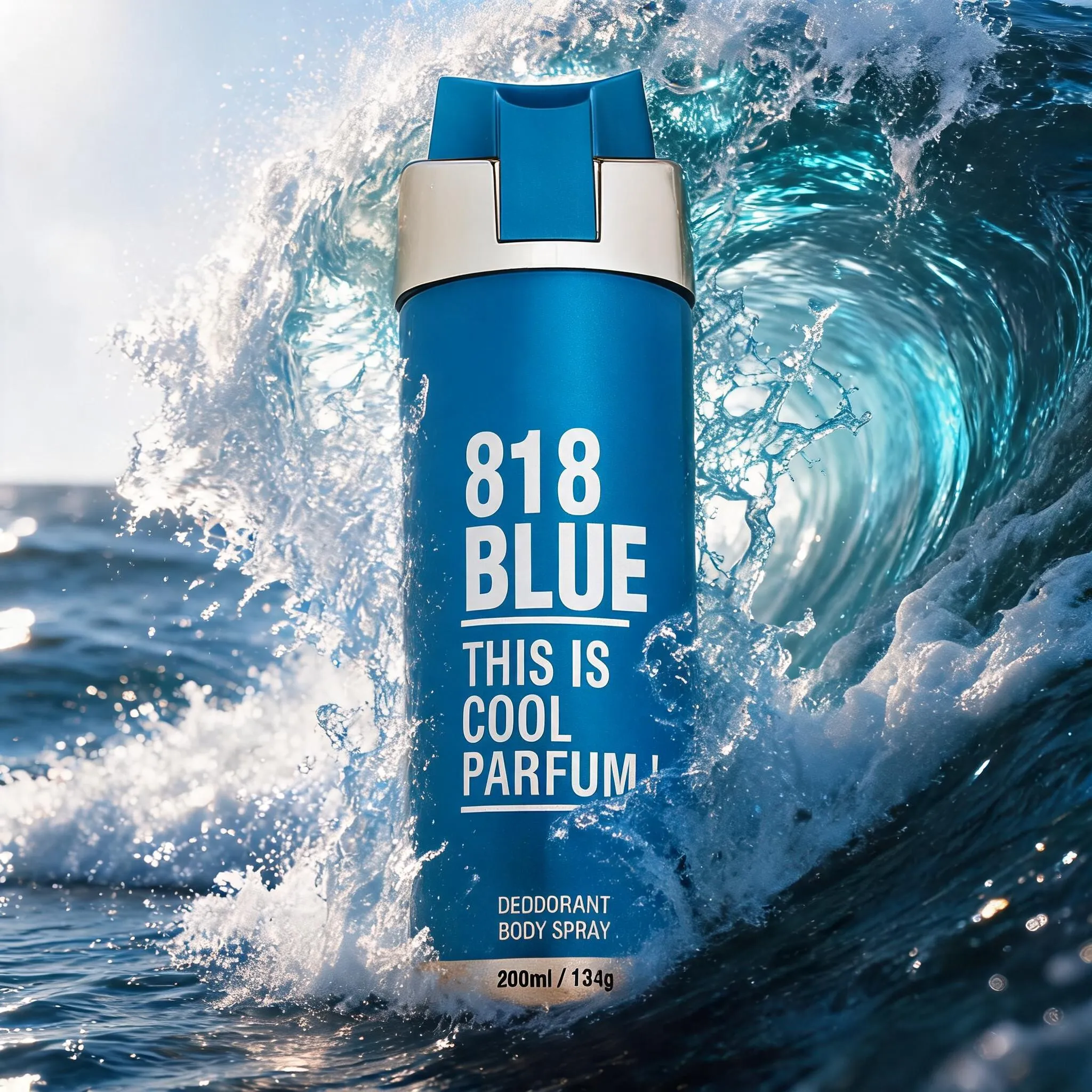 818 Cool Blue Deodorant Body spray for Men and Women 200ml - Image 3