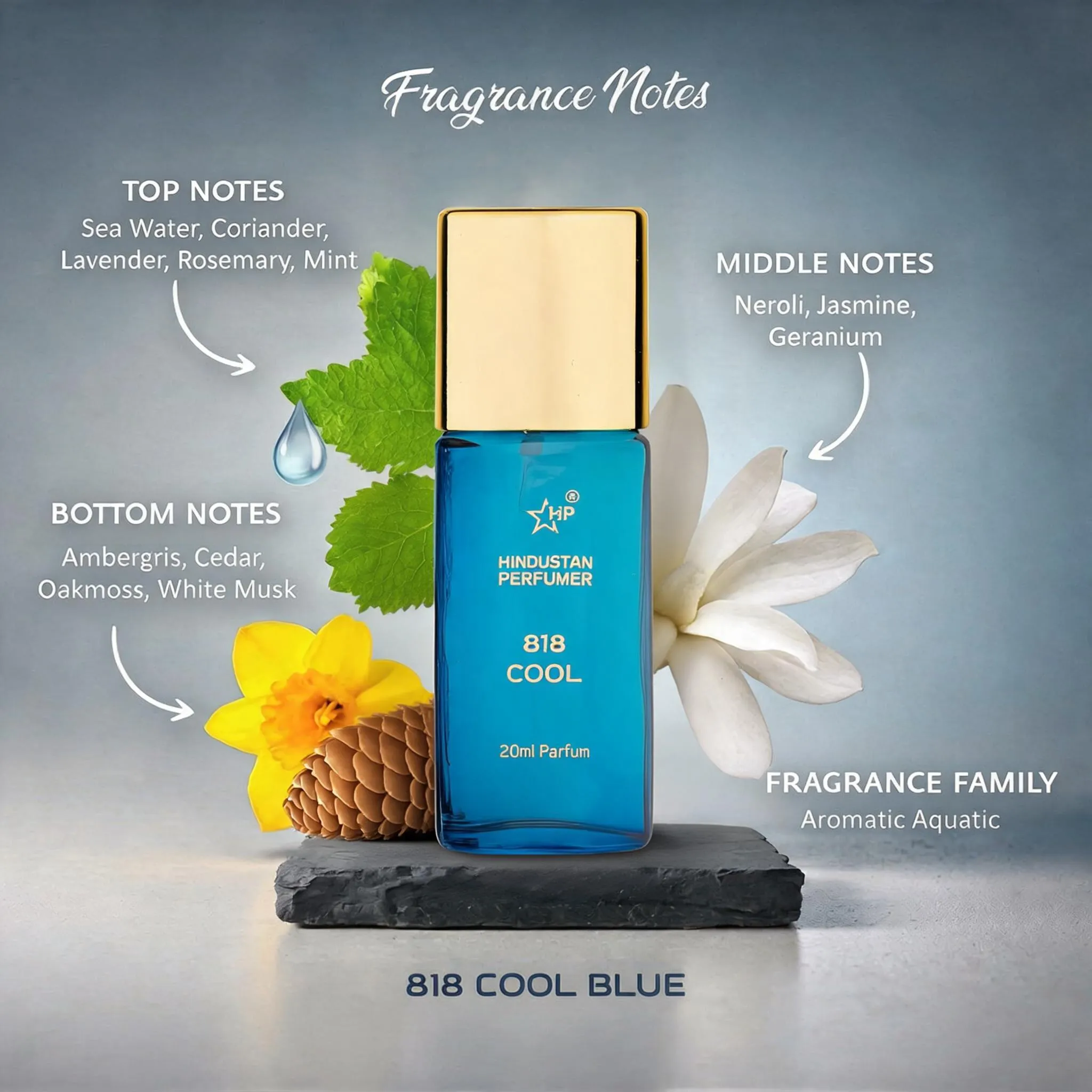 818 Cool Blue Perfume for Men and Women 20ml - Image 3